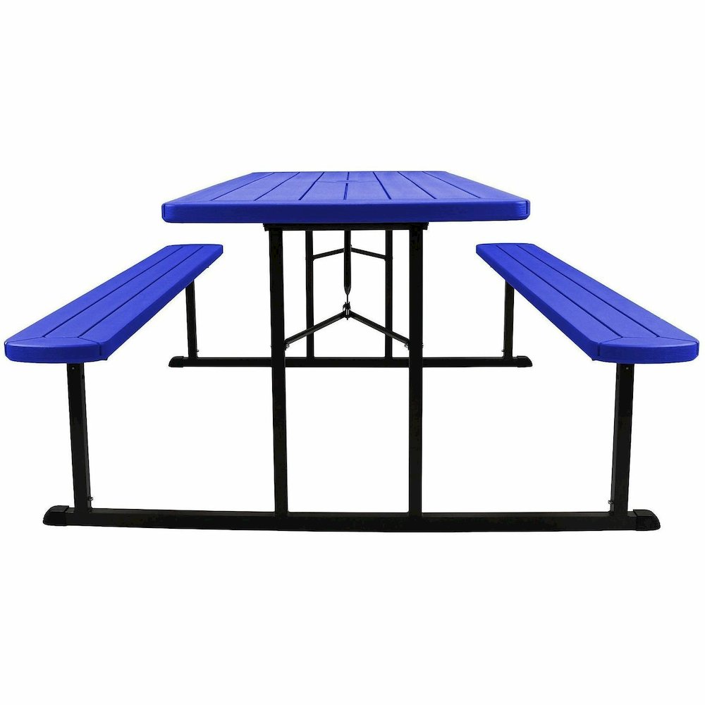 National Public Seating Folding Picnic Tables - Blue, Textured, Wood Grain Top - 8 Seating Capacity - 1800 lb Capacity x 32" Table Top Depth x 1.60" Table Top Thickness - 29.50" Height x 72" Width x 5