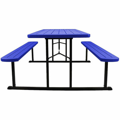National Public Seating Folding Picnic Tables - Blue, Textured, Wood Grain Top - 8 Seating Capacity - 1800 lb Capacity x 32" Table Top Depth x 1.60" Table Top Thickness - 29.50" Height x 72" Width x 5