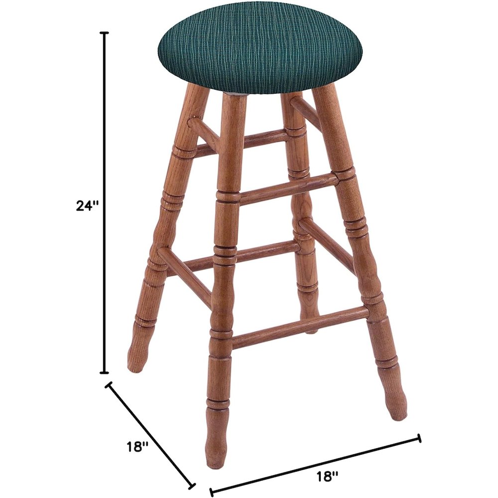 Oak Round Cushion 24" Swivel Counter Stool with Turned Legs, Medium Finish, and Graph Tidal Seat