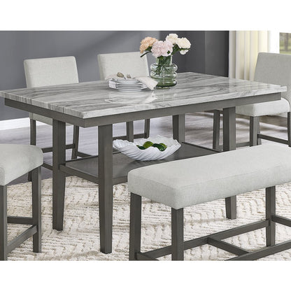 Selena 60" Rectangular Gray Faux Marble Counter Height Table