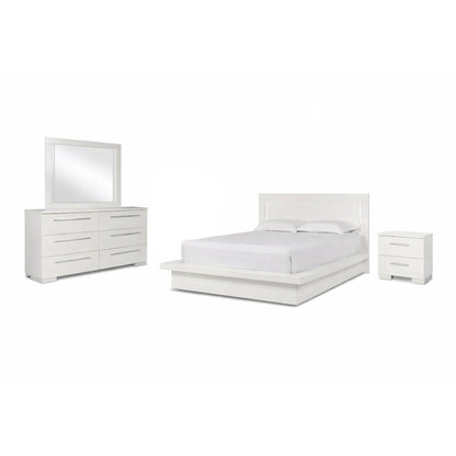 Sapphire 4-Piece Wood Queen Bedroom Set with Nightstand in White