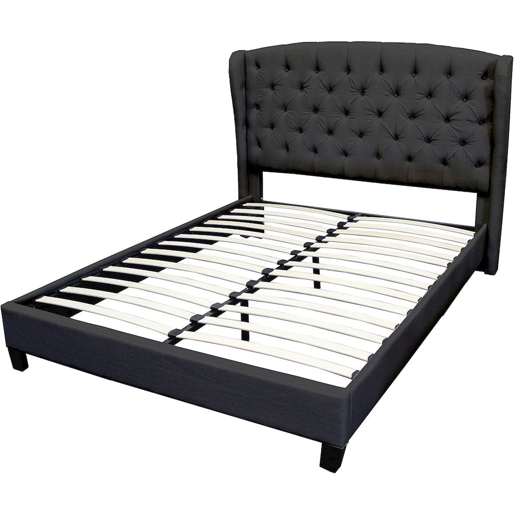 Frances Solid Wood/Fabric Upholstry Cal King Platform Bed - Black