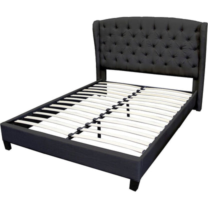 Frances Solid Wood/Fabric Upholstry Cal King Platform Bed - Black