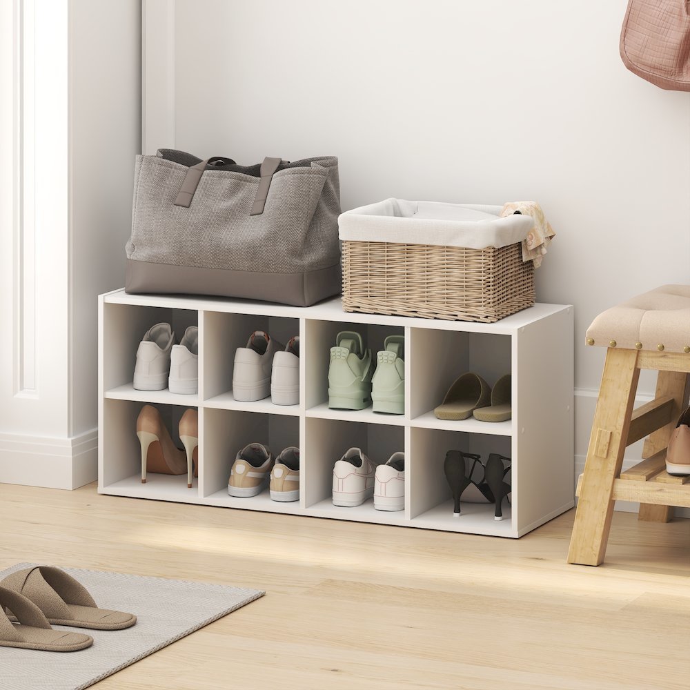FANO Shoe Rack, 8-Cube Shoe Organizer, Stackable Shoe Storage, White