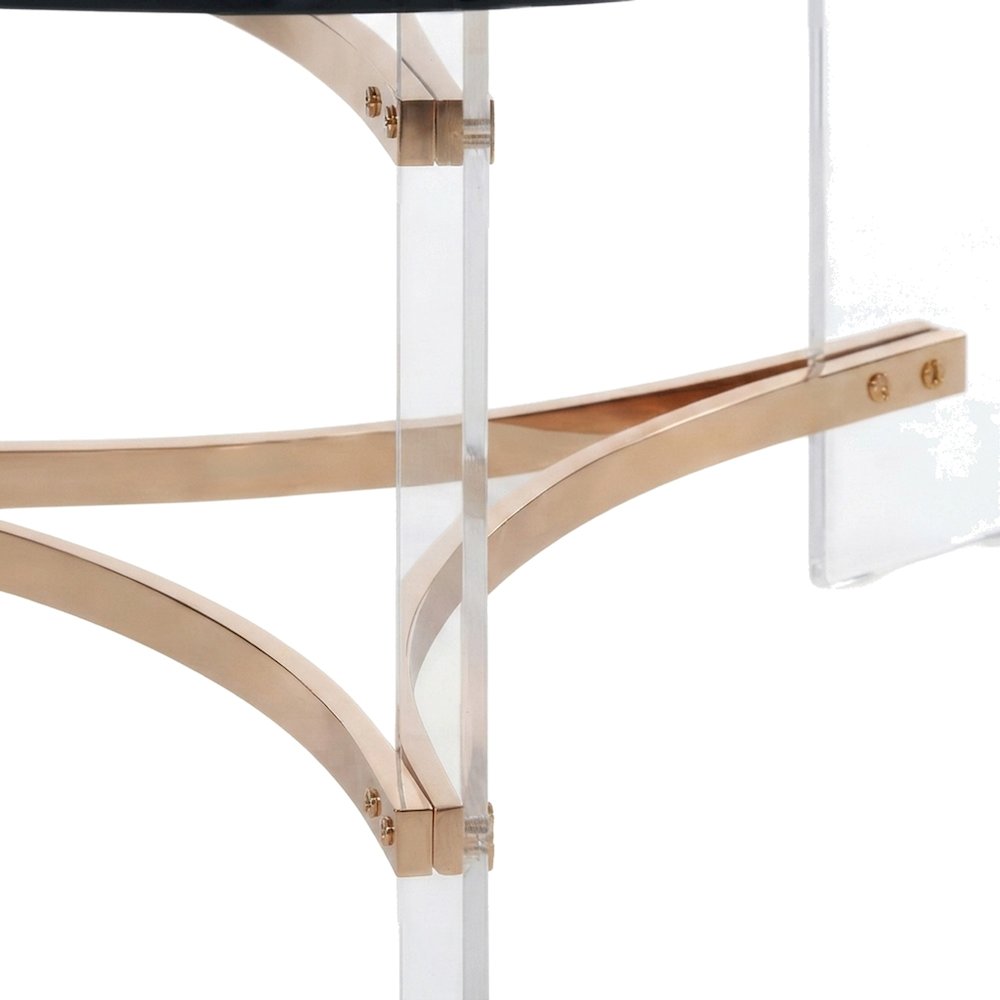 Gold Round Coffee Table with Tempered Glass and Acrylic Metal Frame