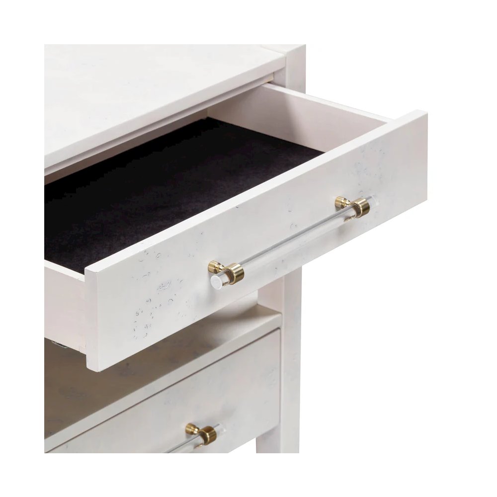 Brandyss White Burl Nightstand