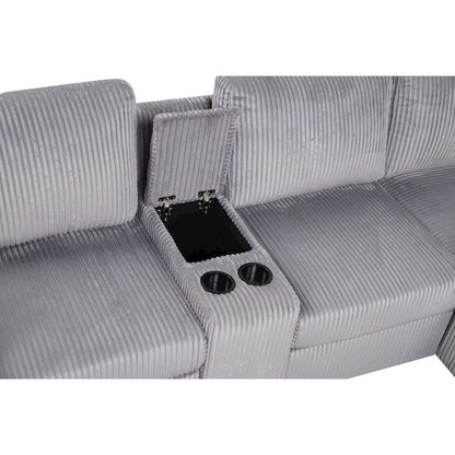 9-Piece Contemporary Modular Sectional Sofa with Storage and Cupholders, Grey