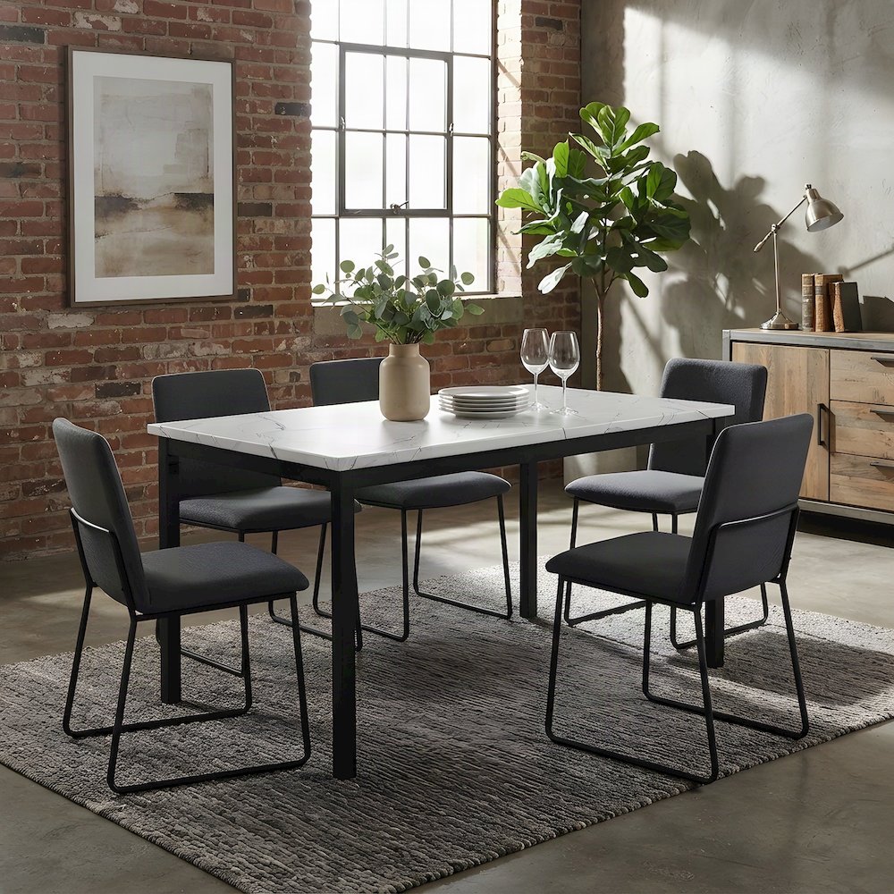 Modern Faux Marble Dining Table – Off-White Kitchen & Dining Room Tables