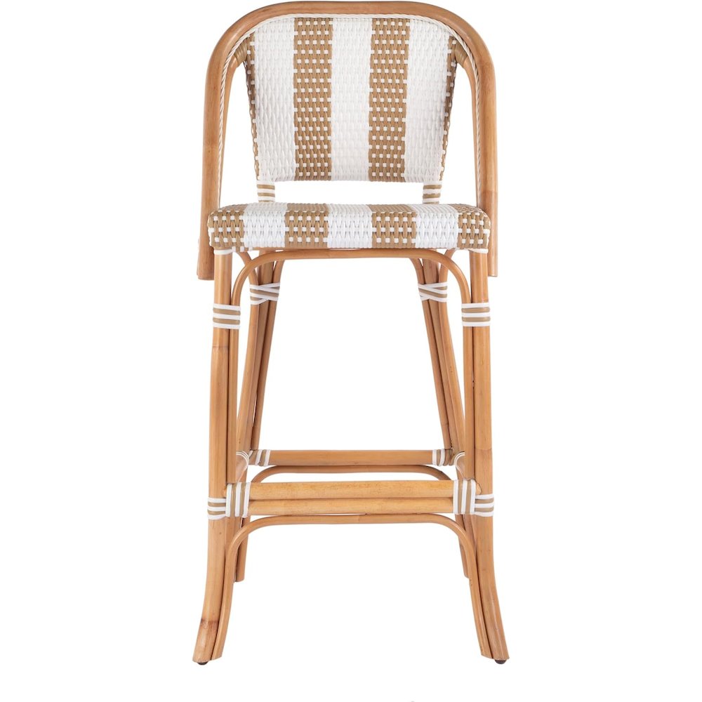 Lila Rattan 28 in. Seat Height Bar Stool with Back and Footrest