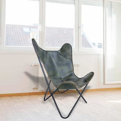 AmeriHome Genuine Leather Butterfly Chair - Forest Green