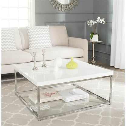 Safavieh Home Malone Glam White and Chrome Coffee Table