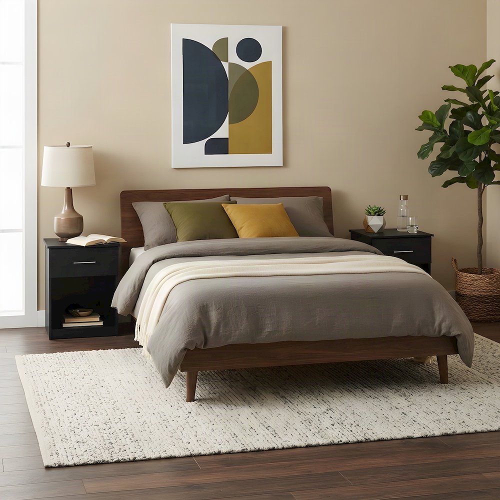 Americano Nightstand Set, Single Drawer, Handle, Modern Bedroom Storage Solution