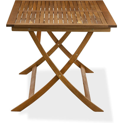 AECM5CWNA - 5 Piece Modern Garden Set - A Wonderful Modern Table with 4 Arm Less Patio Chairs- Natural Oil Finish