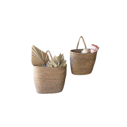 Set Of Two Tall Oval Woven Seagrass Baskets