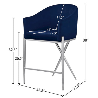 Xavier Navy Velvet Counter Stool