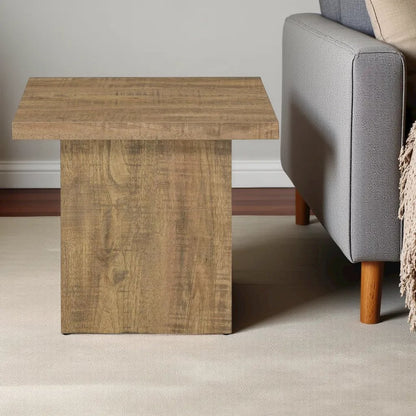 Square Green Wood End Table for Living Room, Stylish Side Table