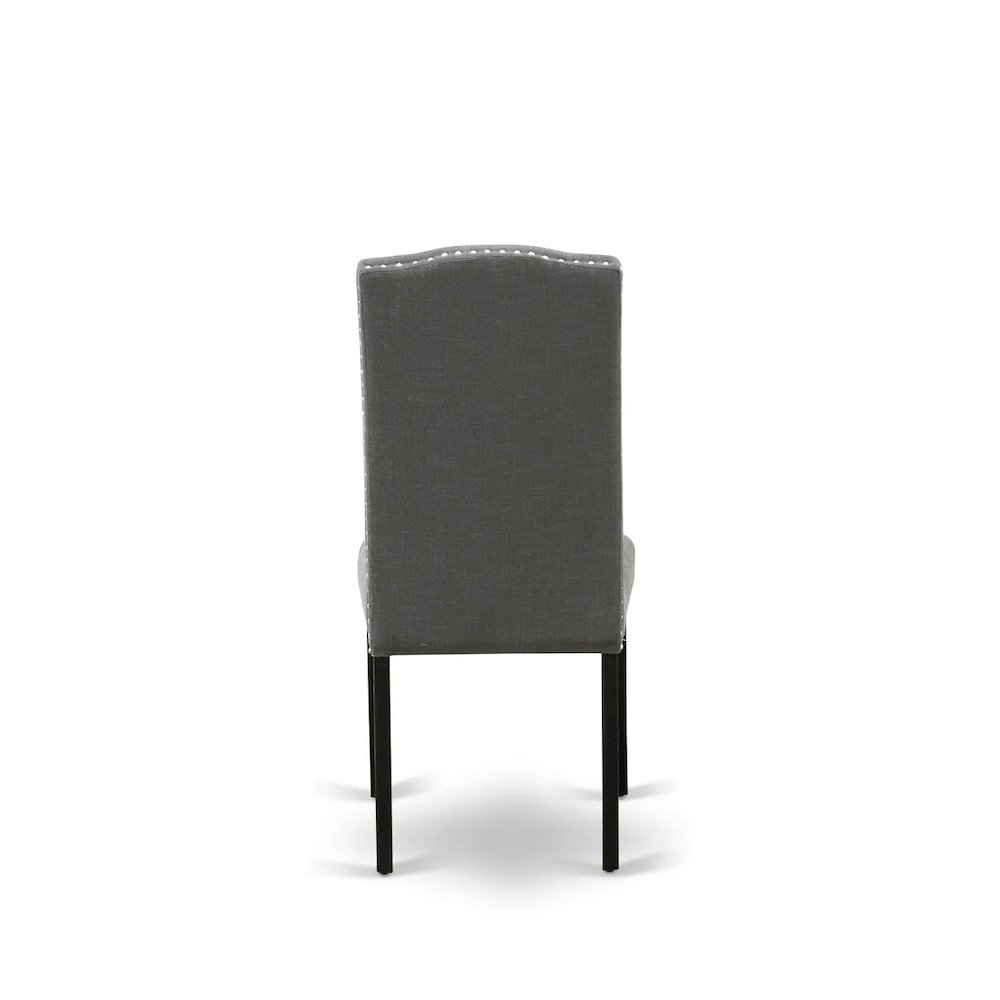 7 Piece Modern Dining Table Set Consist of a Rectangle Wooden Table and 6 Dark Gotham Linen Fabric Upholstered Chairs, Black