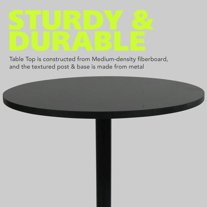 2 Pack Round Bar Height Pub Table, Black, Set of 2
