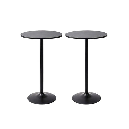 2 Pack Round Bar Height Pub Table, Black, Set of 2