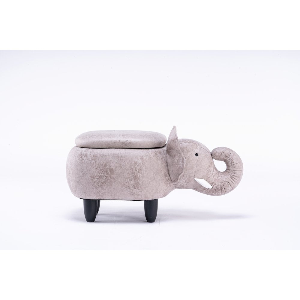 Home 2 Office Kids Elephant Animal Storage Ottoman Stool with Wood Leg