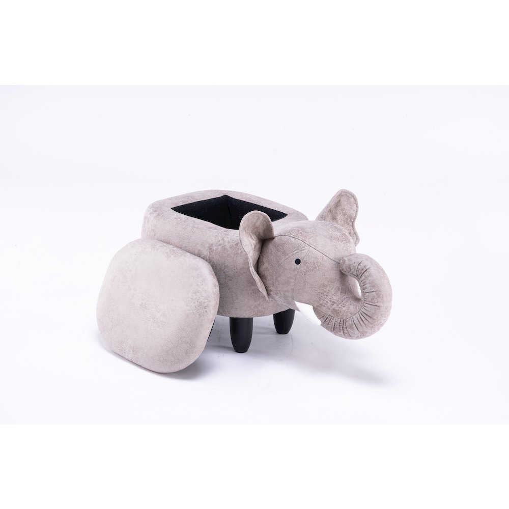 Home 2 Office Kids Elephant Animal Storage Ottoman Stool with Wood Leg