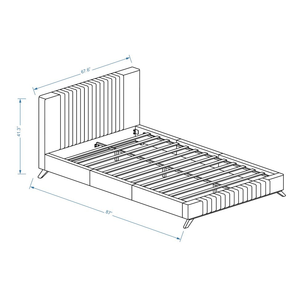 Sven Wood and Fabric Upholstered Queen Platform Bed in Taupe Gray