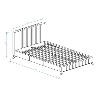 Sven Wood and Fabric Upholstered Queen Platform Bed in Taupe Gray