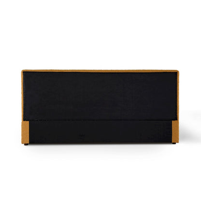 Venice Upholstered Platform King Bed in Mustard Boucle Fabric