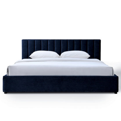 Jaxon Upholstered Platform King Bed in Blue Fabric
