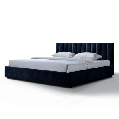 Jaxon Upholstered Platform King Bed in Blue Fabric