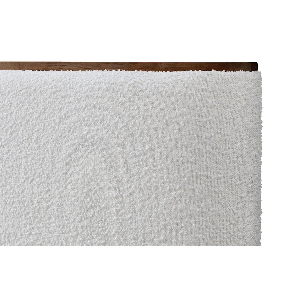 Aspen Upholstered Platform Queen Bed in White Cream Boucle Fabric