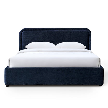 Chloe Upholstered Platform Queen Bed in Blue Fabric