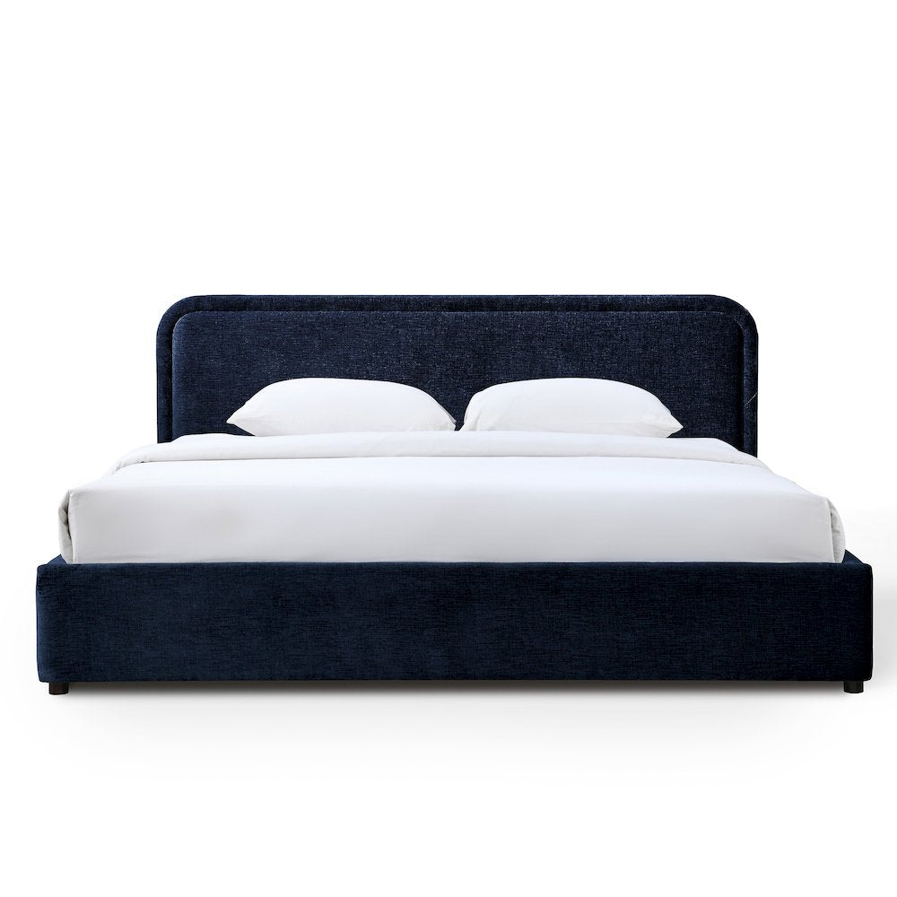 Chloe Upholstered Platform King Bed in Blue Fabric