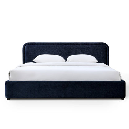 Chloe Upholstered Platform King Bed in Blue Fabric