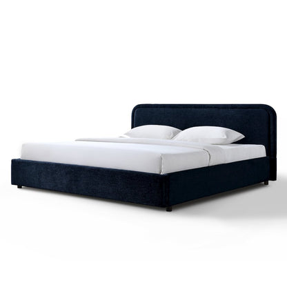 Chloe Upholstered Platform King Bed in Blue Fabric