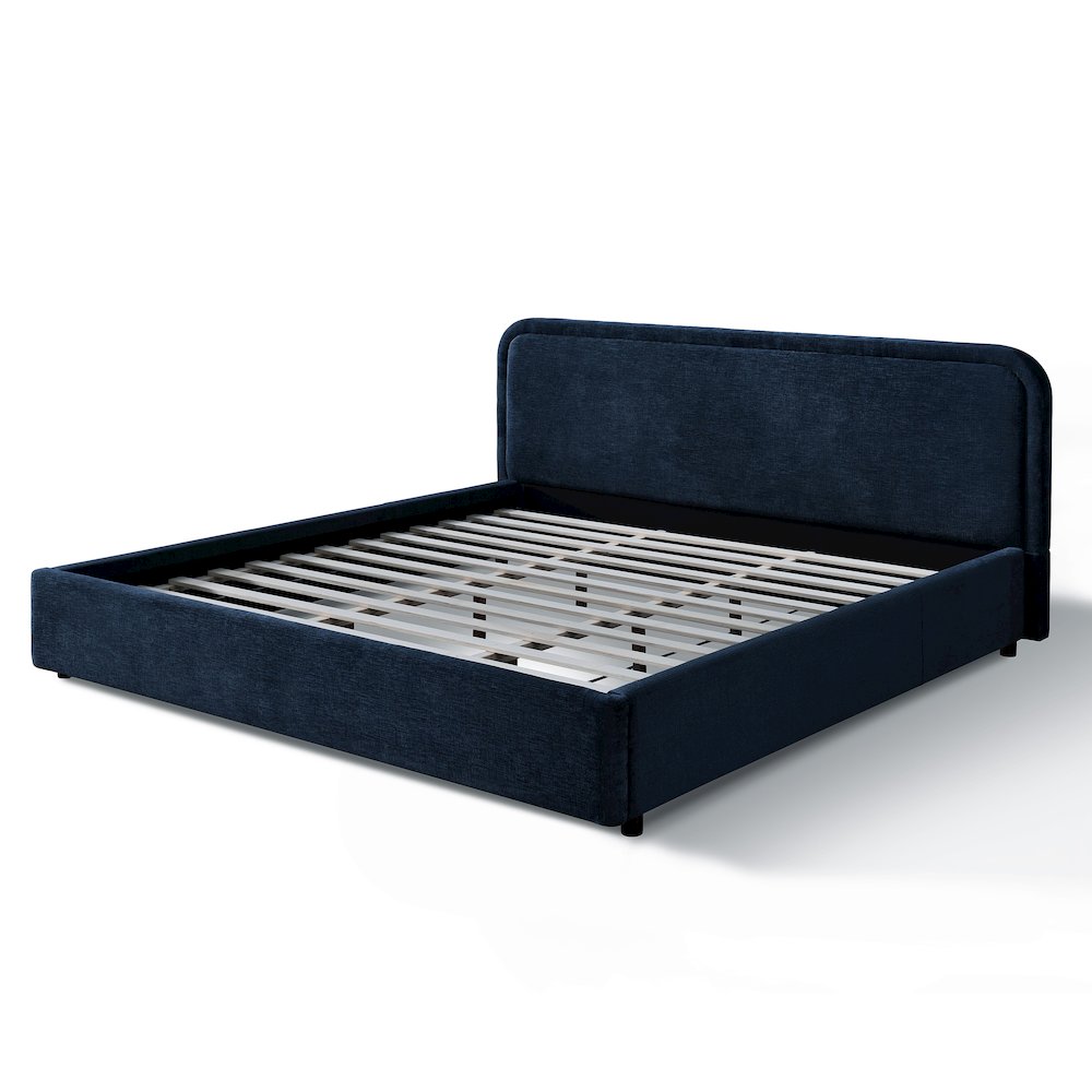 Chloe Upholstered Platform King Bed in Blue Fabric