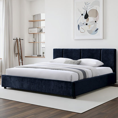 Venice Upholstered Platform King Bed in Blue Fabric