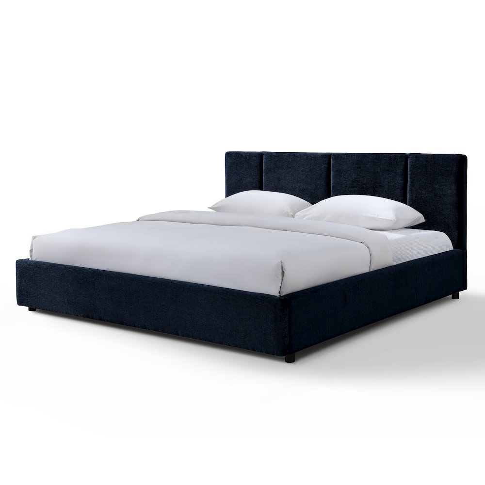 Venice Upholstered Platform King Bed in Blue Fabric