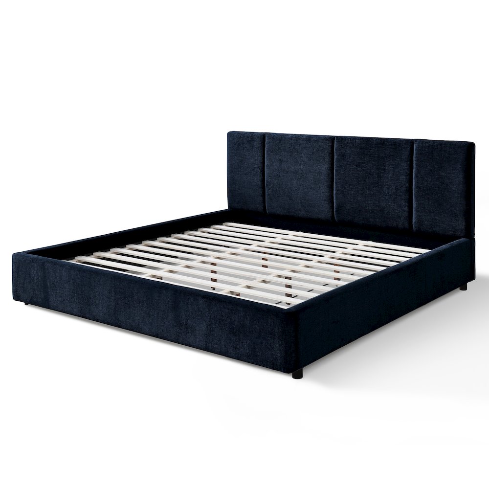 Venice Upholstered Platform King Bed in Blue Fabric