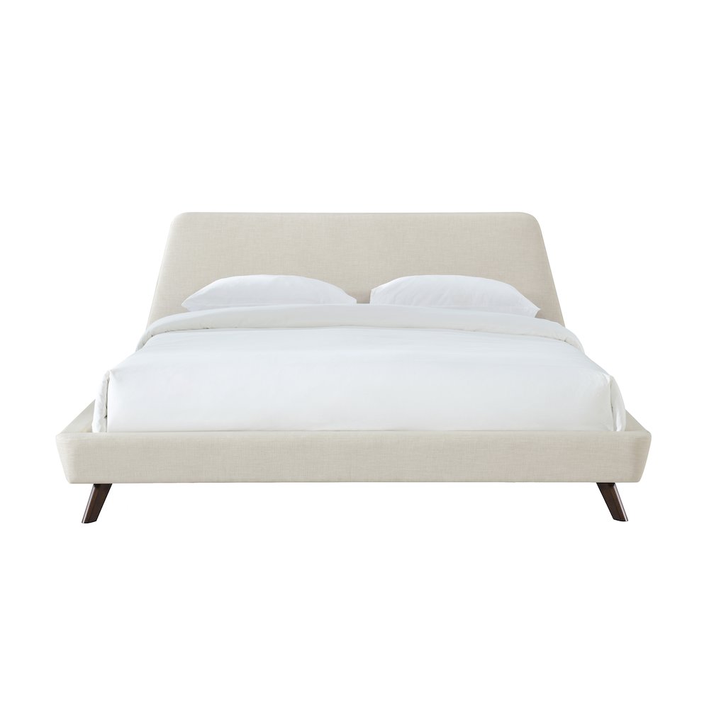 Henry Wood and Fabric Upholstered King Platform Bed in Beige