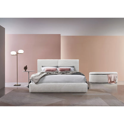 Lucia Fabric Upholstered Platform Queen Bed in White