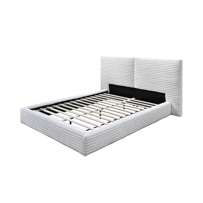 Lucia Fabric Upholstered Platform Queen Bed in White