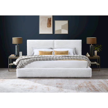 Lucia Fabric Upholstered Platform King Bed in White