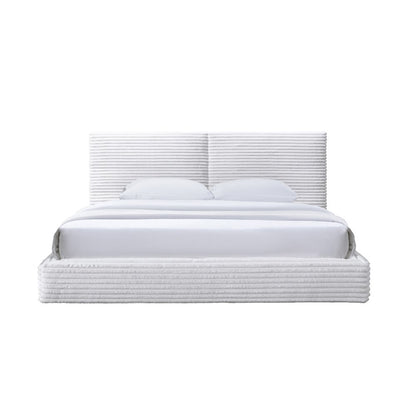 Lucia Fabric Upholstered Platform King Bed in White
