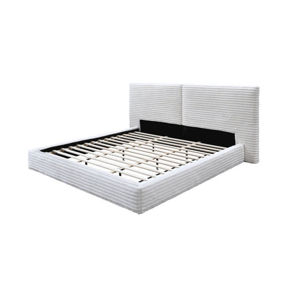 Lucia Fabric Upholstered Platform King Bed in White