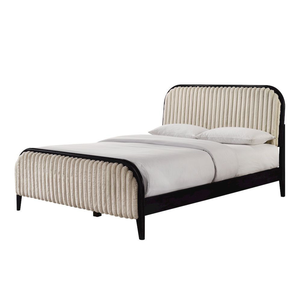 Daphne Wooden Queen size Platform Bed in Black and Beige