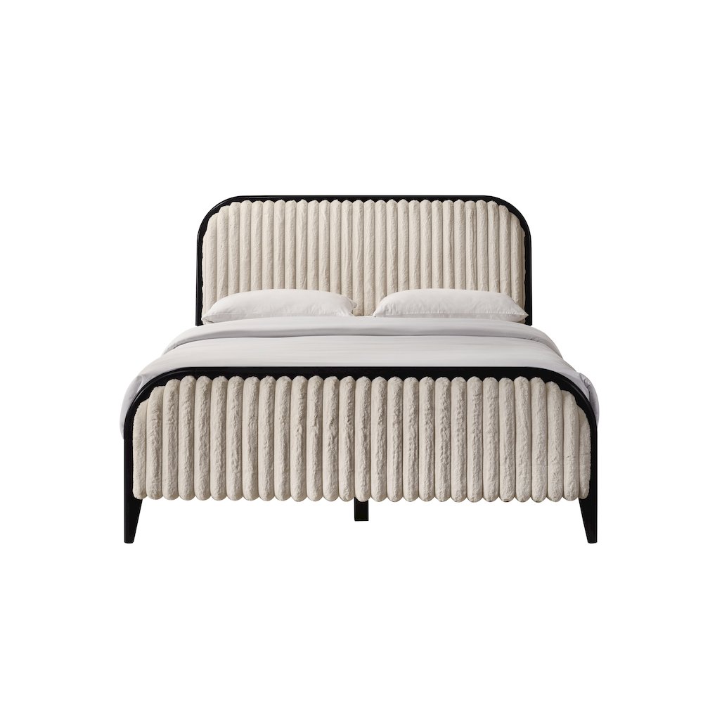 Daphne Wooden Queen size Platform Bed in Black and Beige
