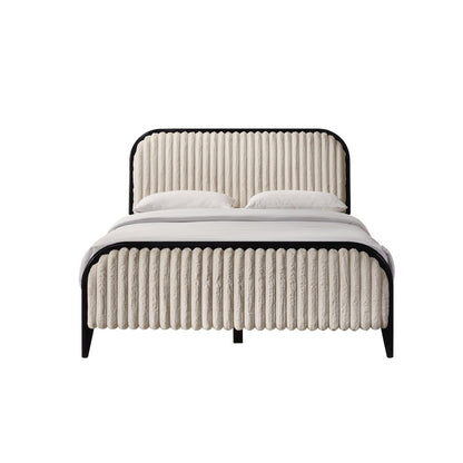 Daphne Wooden Queen size Platform Bed in Black and Beige