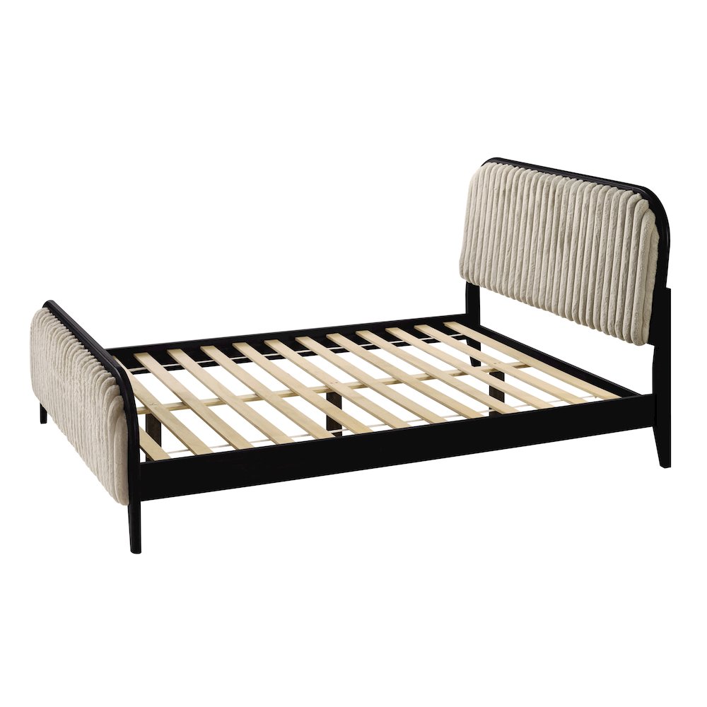 Daphne Wooden Queen size Platform Bed in Black and Beige