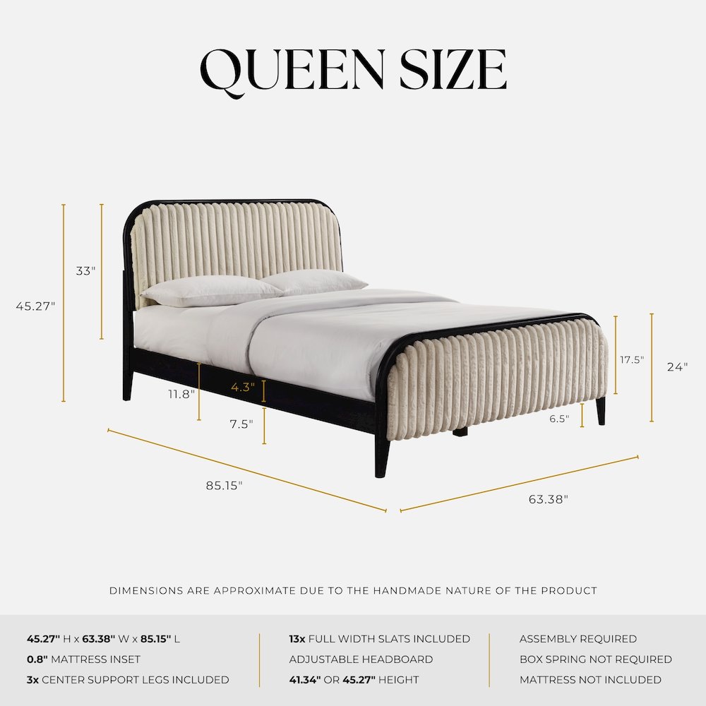 Daphne Wooden Queen size Platform Bed in Black and Beige